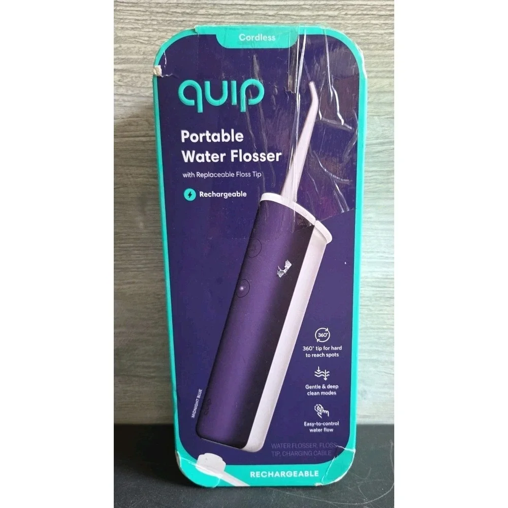 quip Rechargeable Water Flosser 2 Modes 360° Tip - Midnight Blue NEW E8